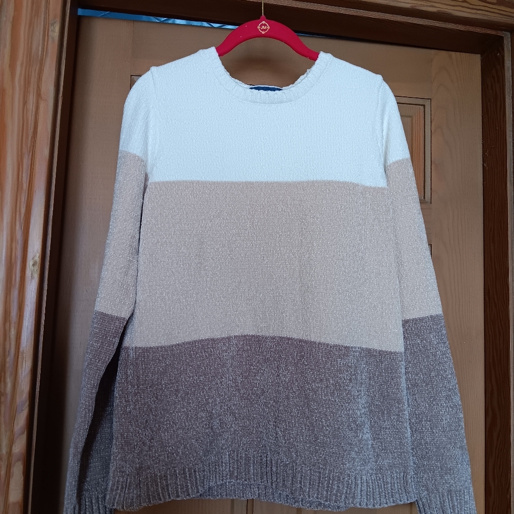Colorblock Sweater - Cream, Tan, and Brown